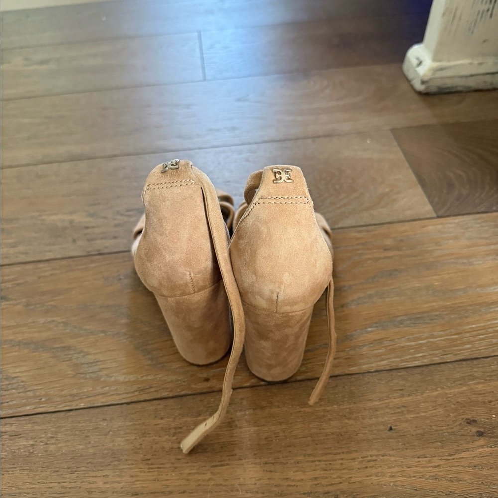 Sam Edelman Tan Suede Strappy Block Heel Sandals - Picture 2 of 5